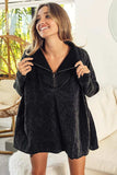 BiBi Vintage Washed Quilted Half Zip Top - Trendsi - Flyclothing LLC