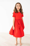 Red S/S Pocket Twirl Dress - Mila & Rose ® - Flyclothing LLC