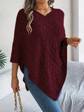 Cable-Knit Openwork Three-Quarter Sleeve Sweater - Trendsi - Flyclothing LLC