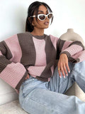 Color Block Long Sleeve Sweater - Trendsi - Flyclothing LLC