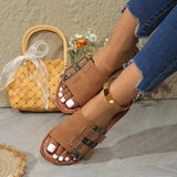 Leopard Open Toe Flat Sandals - Trendsi - Flyclothing LLC