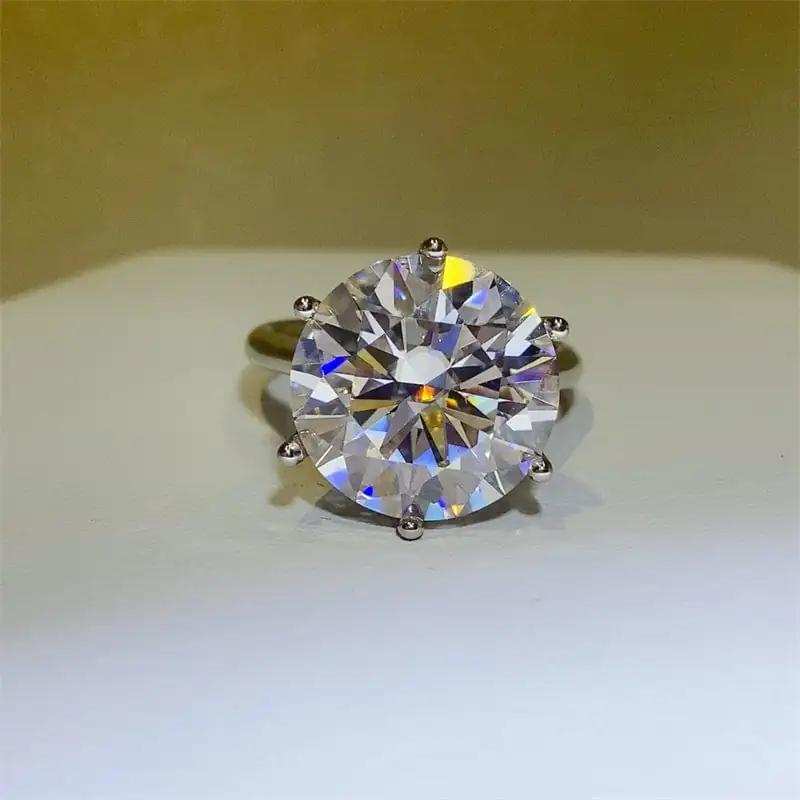 10 Carat Moissanite 925 Sterling Silver Ring - Trendsi - Flyclothing LLC