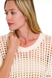 Zenana Fish Net Short Sleeve Crochet Knit Cover Up - Trendsi - Flyclothing LLC