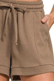 Zenana Textured Knit Jacquard Drawstring Shorts - Trendsi - Flyclothing LLC