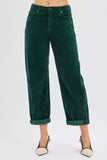 RISEN High Rise Crop Barrel Cordurory Pants - Trendsi - Flyclothing LLC