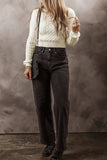 Cable-Knit Round Neck Long Sleeve Sweater - Trendsi - Flyclothing LLC