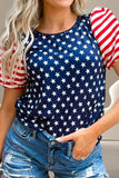 Stars and Stripes Round Neck Short Sleeve Top - Trendsi - Flyclothing LLC