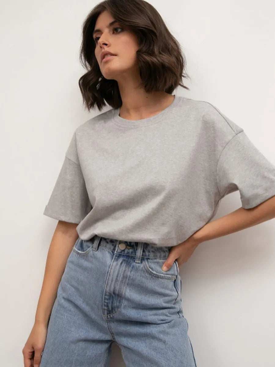 Plus Size Oversized Round Neck Short Sleeve T-Shirt - Trendsi - Flyclothing LLC