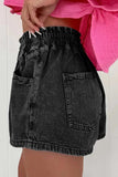 Drawstring High Waist Denim Shorts with Pockets - Trendsi - Flyclothing LLC