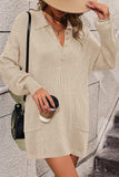 Collared Neck Long Sleeve Sweater Dress with Pockets - Trendsi - Flyclothing LLC