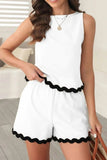 Ricrac Trim Tank Top and Elastic Waist Shorts Set - Trendsi - Flyclothing LLC