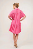 And The Why Full Size Raw Edge Washed Tiered Shirt Dress - Trendsi - Flyclothing LLC
