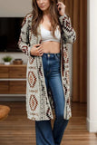 Geometric Open Front Long Sleeve Cover Up - Trendsi - Flyclothing LLC