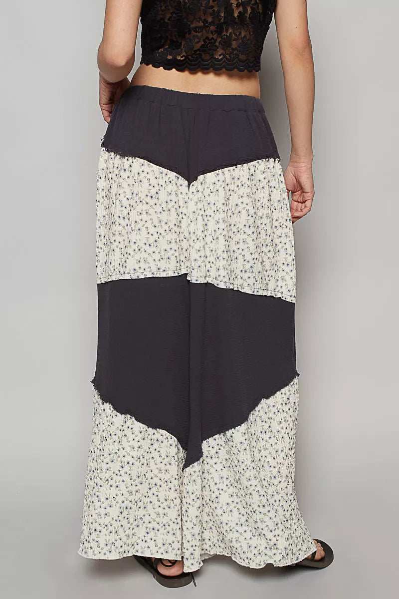 POL Contrast Floral Drawstring Wide Leg Pants - Trendsi - Flyclothing LLC