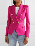 Lapel Collar Long Sleeve Blazer - Trendsi - Flyclothing LLC