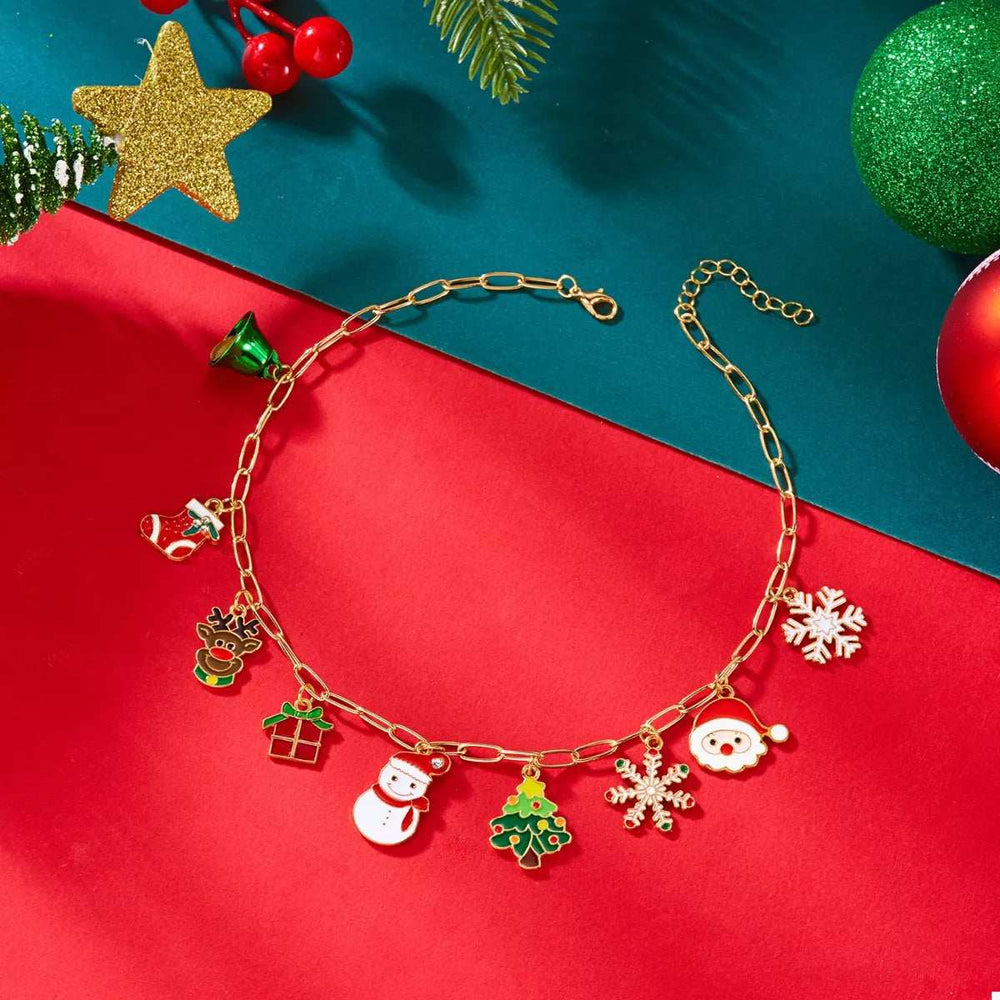 18K Gold-Plated Resin Christmas Theme Necklace - Trendsi - Flyclothing LLC