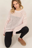HYFVE Distressed Long Sleeve Knit Top - Trendsi - Flyclothing LLC