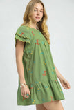 Umgee Floral Embroidered Short Sleeve Mini Dress - Trendsi - Flyclothing LLC