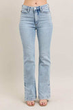 Judy Blue Full Size Tummy Control Vintage Wash Side Slit Slim Boot Jeans Plus Size - Trendsi - Flyclothing LLC