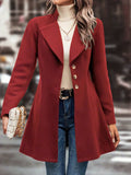 Collared Neck Button Up Long Sleeve Coat - Trendsi - Flyclothing LLC