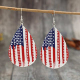 PU Leather US Flag Teardrop Shape Earrings - Trendsi - Flyclothing LLC