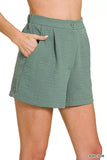 Zenana Woven Airflow Back Elastic Waist Shorts - Trendsi - Flyclothing LLC
