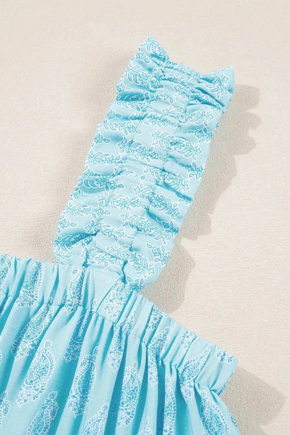 Printed Ruffled Wide Straps Tank - Trendsi - Flyclothing LLC