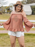 Plus Size Frill Square Neck Long Sleeve Blouse - Trendsi - Flyclothing LLC