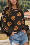 Sequin Pumpkin Round Neck Long Sleeve Sweatshirt - Trendsi - Flyclothing LLC