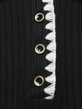 Contrast Trim Texture Long Sleeve Sweater Dress - Trendsi - Flyclothing LLC