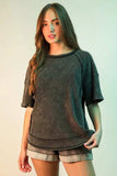 VERY J Full Size Mineral Washed Ribbed Knit Casual Top Plus Size - Trendsi - Flyclothing LLC
