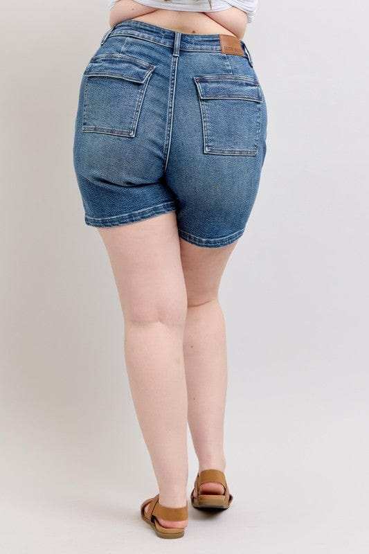 Judy Blue Full Size High Rise Denim Shorts Plus Size - Trendsi - Flyclothing LLC