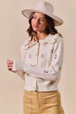 SO ME Collared Floral Embroidered Button Down Sweater Cardigan - Trendsi - Flyclothing LLC