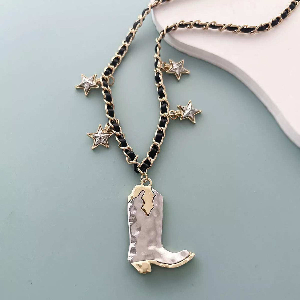 Western Style Star Charm Boot Pendant Necklace - Trendsi - Flyclothing LLC