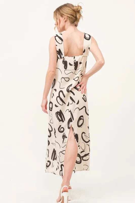 And The Why Square Neck Abstract Printed Maxi Dress - Trendsi - Flyclothing LLC