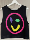 Smiley Round Neck Sweater Vest - Trendsi - Flyclothing LLC