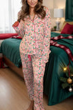 Printed Collared Neck Long Sleeve Top and Pants Lounge Set - Trendsi - Flyclothing LLC