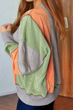 Full Size Exposed Seam Color Block Long Sleeve Sweatshirt - Trendsi - Flyclothing LLC