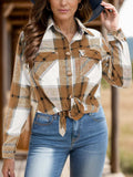 Full Size Pocketed Plaid Collared Neck Shacket - Trendsi - Flyclothing LLC