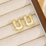 18K Gold-Plated Bubble Letter Stud Earrings - Trendsi - Flyclothing LLC