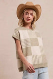 BiBi Checker With Stripes Pattern Sleeveless Sweater - Trendsi - Flyclothing LLC