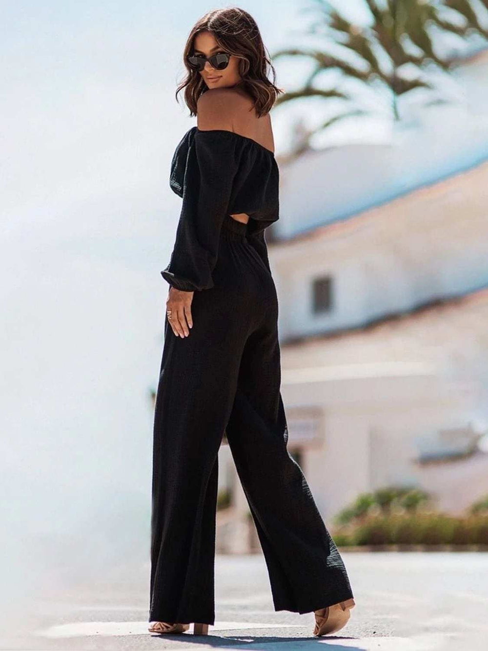 Off Shoulder Long Sleeve Top and Pants Set - Trendsi - Flyclothing LLC