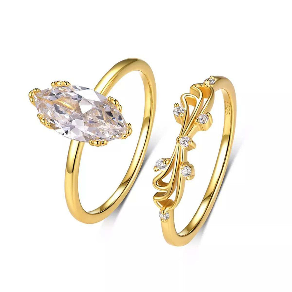 2 Piece 2 Carat Moissanite 925 Sterling Silver Zircon Ring - Trendsi - Flyclothing LLC