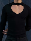 Men's Cutout Front Long Sleeve T-Shirt - Trendsi - Flyclothing LLC