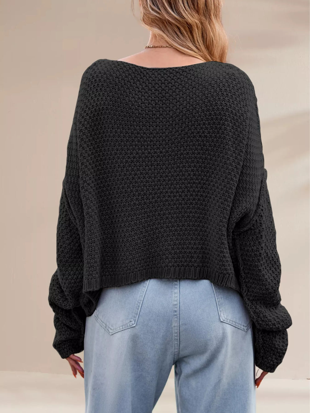 Textured Knit Round Neck Sweater - Trendsi - Flyclothing LLC