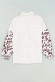 Raw Hem Animal Print Long Sleeve Denim Jacket - Trendsi - Flyclothing LLC