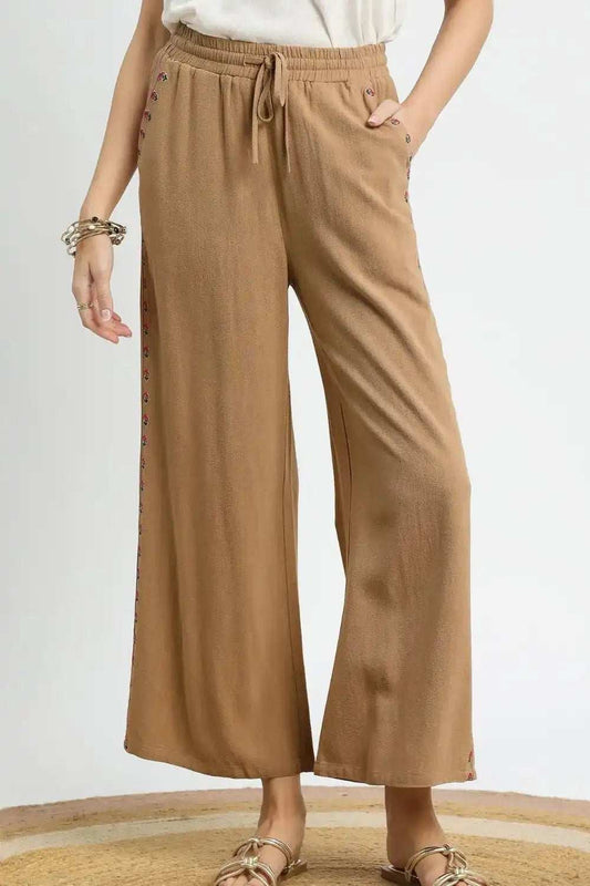 Umgee Wide Leg Drawstring Pants - Trendsi - Flyclothing LLC