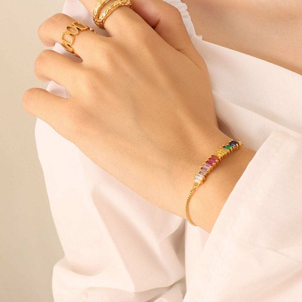 Contrast Zircon Titanium Steel Bracelet - Trendsi - Flyclothing LLC