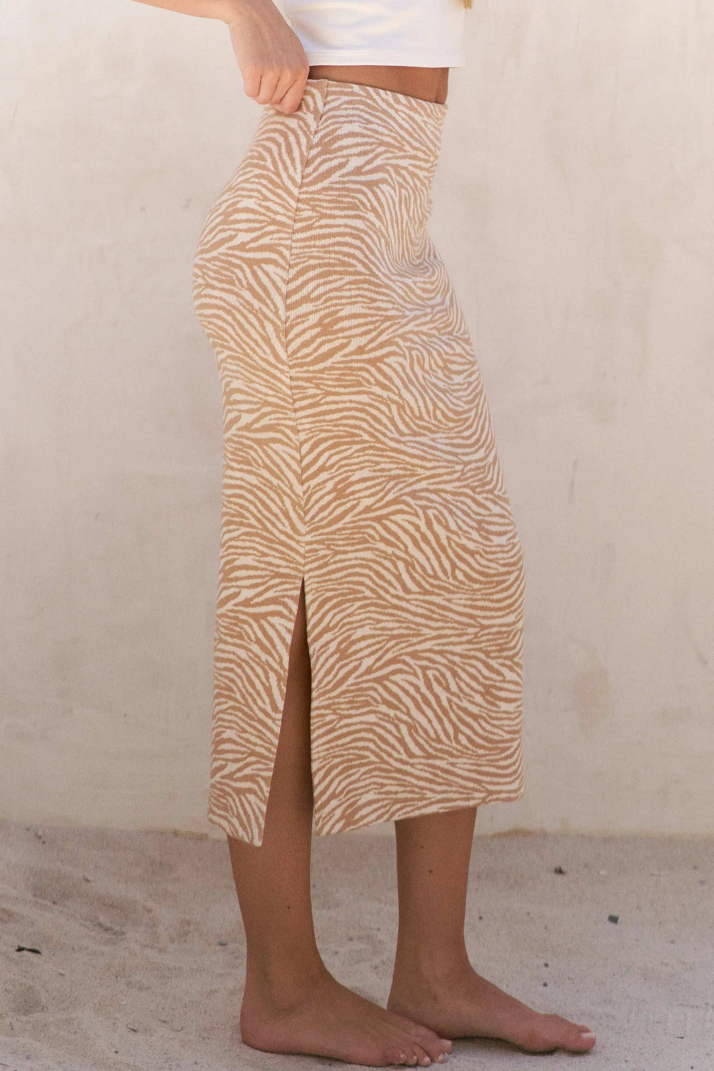 Jade By Jane Full Size Zebra Print Side Slit Midi Skirt Plus Size - Trendsi - Flyclothing LLC
