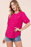 BOMBOM Textured Floral Pattern Top - Trendsi - Flyclothing LLC